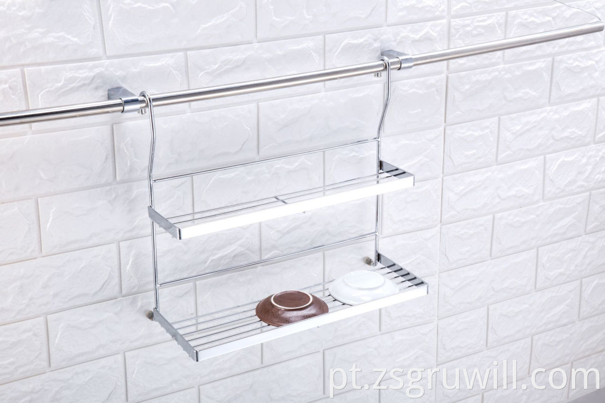 Multi-Tier Montado de parede de parede Metal de armazenamento cromado Rack para papel de óleo